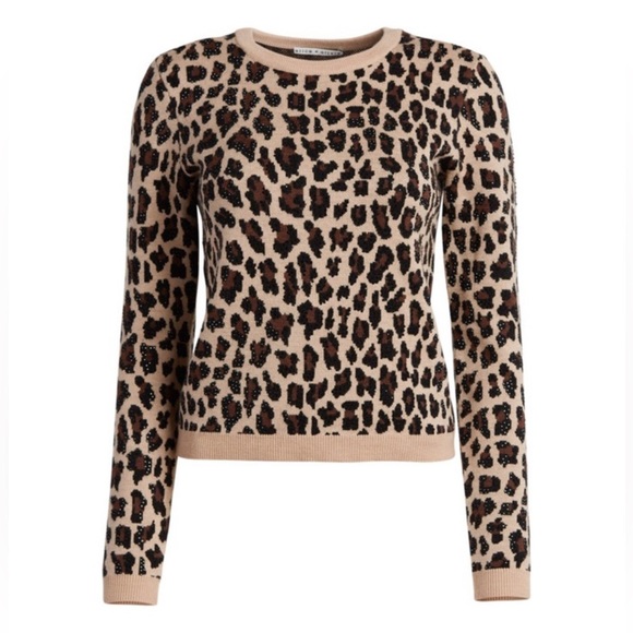 ALICE + OLIVIA Connie Embellished Leopard Sweater long Sleeves Top Size: M - Picture 11 of 11
